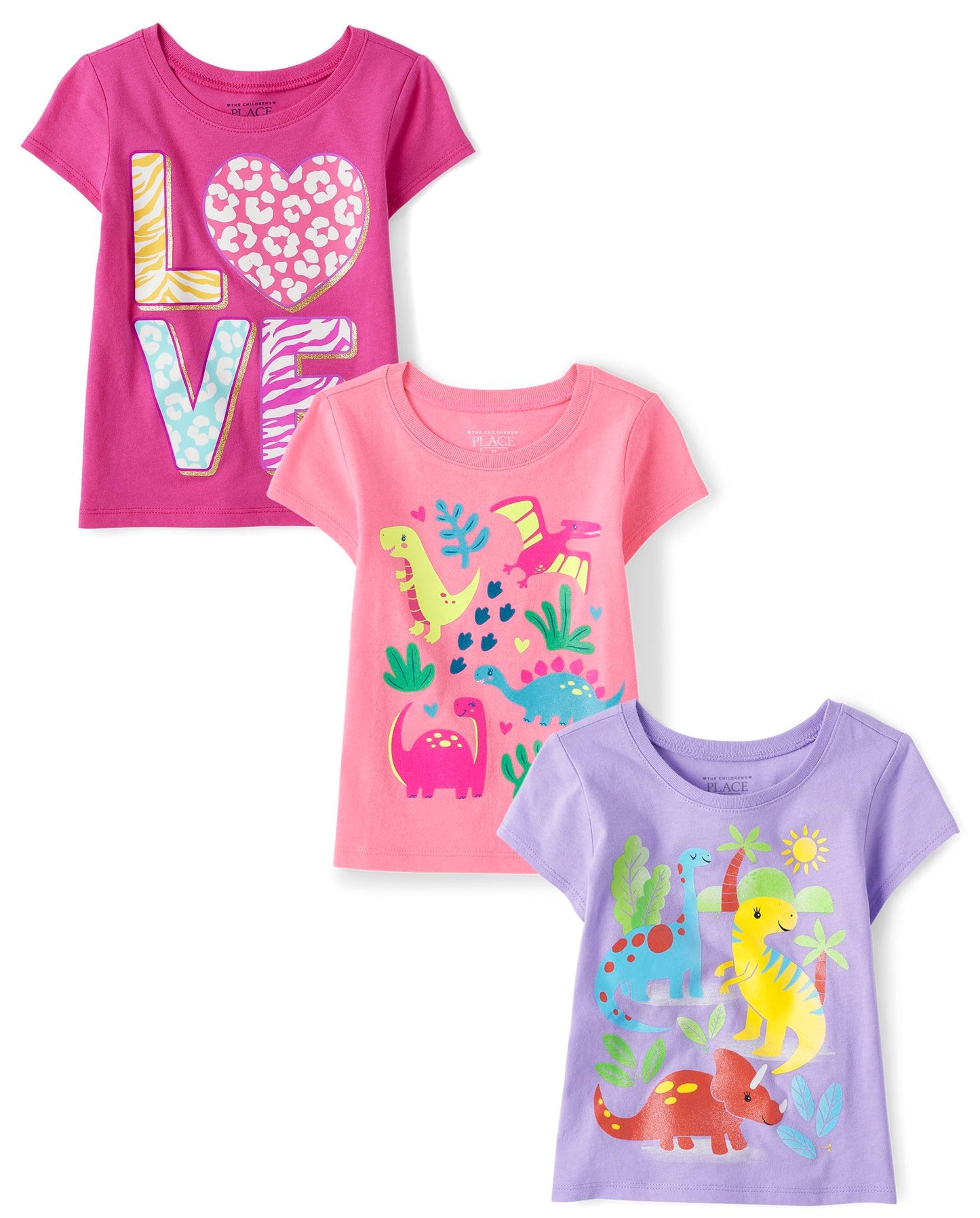 The Children's Place Baby Girls' and Toddler Unicorns,Butterflies,Trends Short Sleeve Graphic T-Shirts,3 Pack
