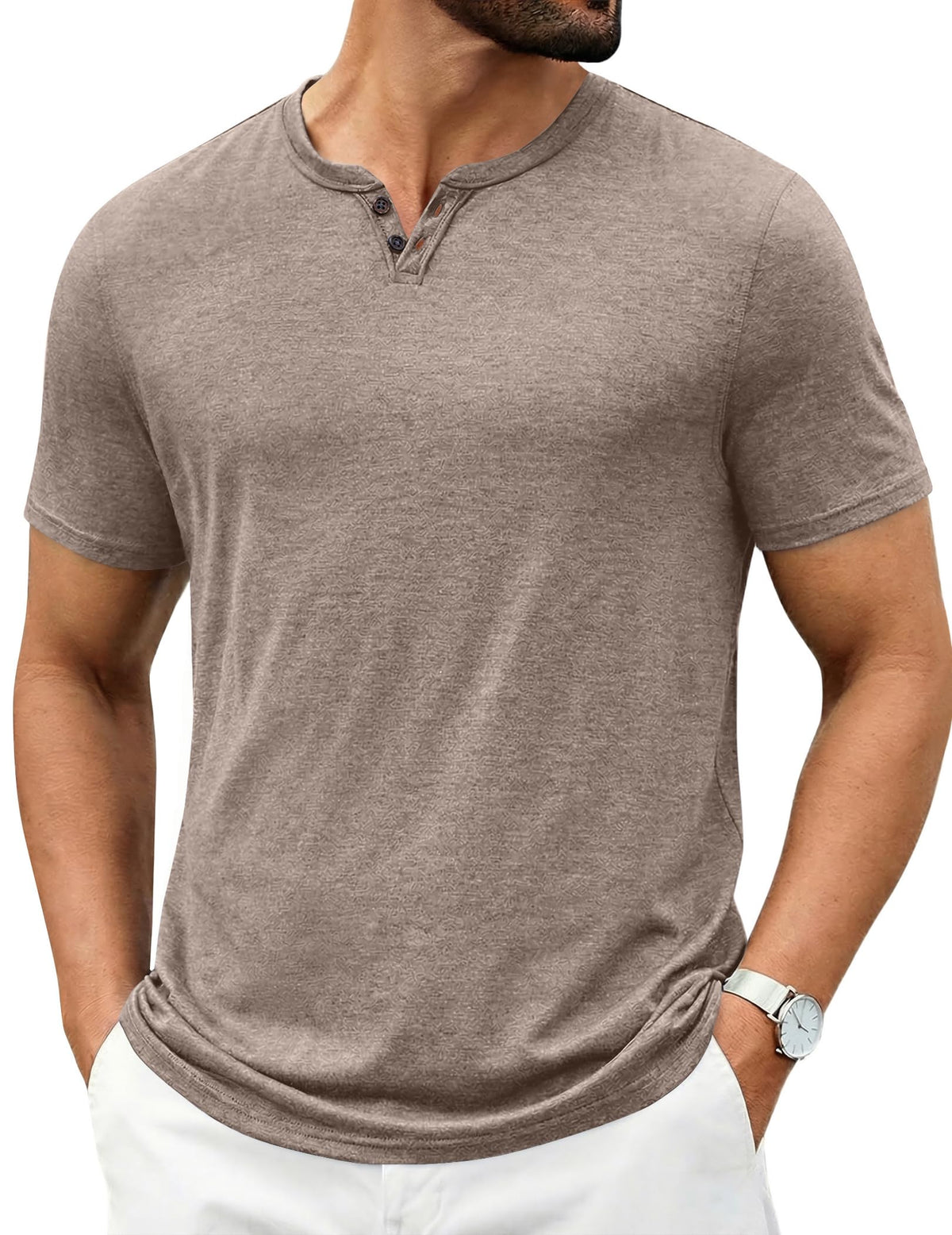 COOFANDY Men's T Shirts Short Sleeve Casual V Neck T-Shirt Soft Notch Neck Tee Classic Plain Shirts