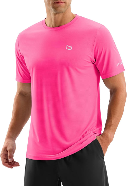 Men's Workout Breathable Grid T-Shirts Dry Fit UPF 50+ Sun Shirts Lightweight Cooling Tee for Athletic, Running, Hiking