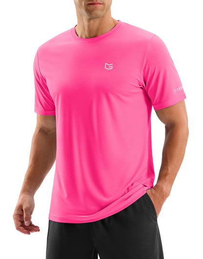 Men's Workout Breathable Grid T-Shirts Dry Fit UPF 50+ Sun Shirts Lightweight Cooling Tee for Athletic, Running, Hiking