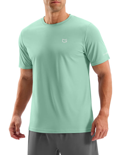 Men's Workout Breathable Grid T-Shirts Dry Fit UPF 50+ Sun Shirts Lightweight Cooling Tee for Athletic, Running, Hiking