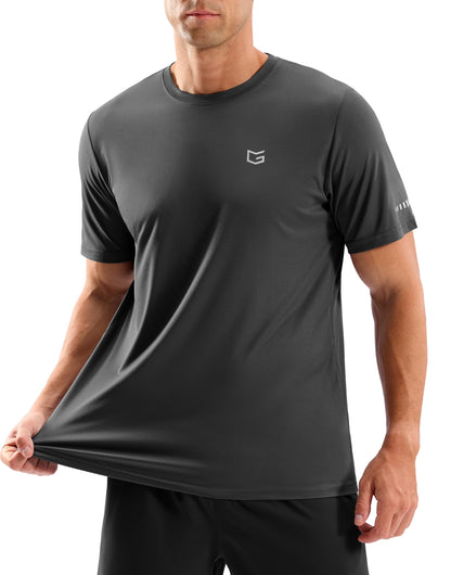 Men's Workout Breathable Grid T-Shirts Dry Fit UPF 50+ Sun Shirts Lightweight Cooling Tee for Athletic, Running, Hiking