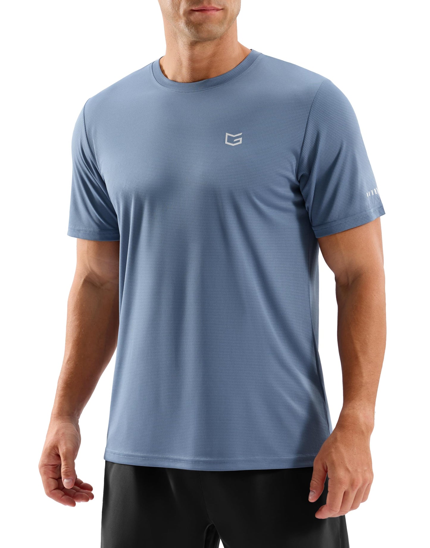 Men's Workout Breathable Grid T-Shirts Dry Fit UPF 50+ Sun Shirts Lightweight Cooling Tee for Athletic, Running, Hiking
