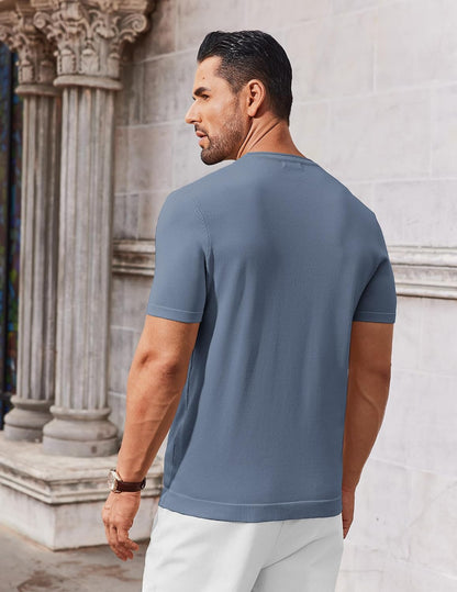 COOFANDY Mens Knit T-Shirts Casual Crewneck Short Sleeve Shirts Summer Tops Basic Pullover Tees