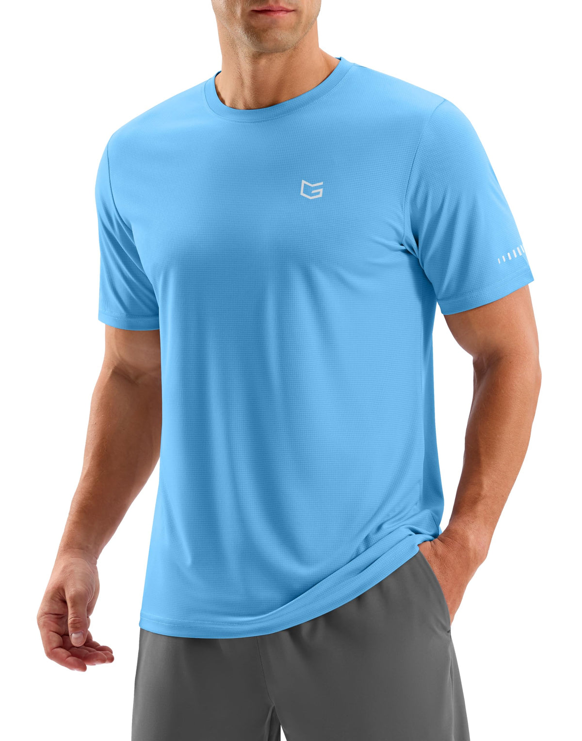 Men's Workout Breathable Grid T-Shirts Dry Fit UPF 50+ Sun Shirts Lightweight Cooling Tee for Athletic, Running, Hiking