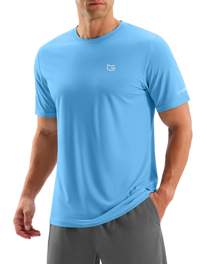 Men's Workout Breathable Grid T-Shirts Dry Fit UPF 50+ Sun Shirts Lightweight Cooling Tee for Athletic, Running, Hiking