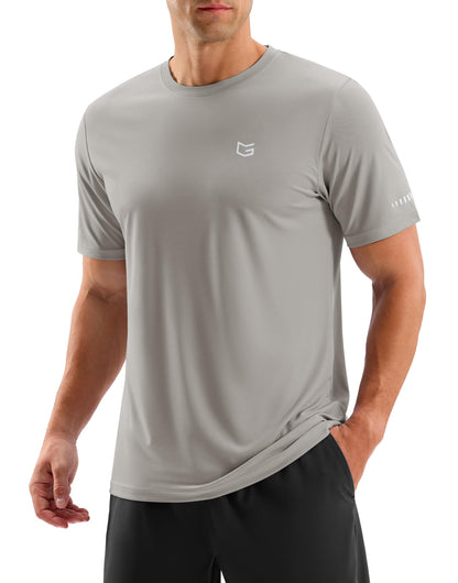 Men's Workout Breathable Grid T-Shirts Dry Fit UPF 50+ Sun Shirts Lightweight Cooling Tee for Athletic, Running, Hiking