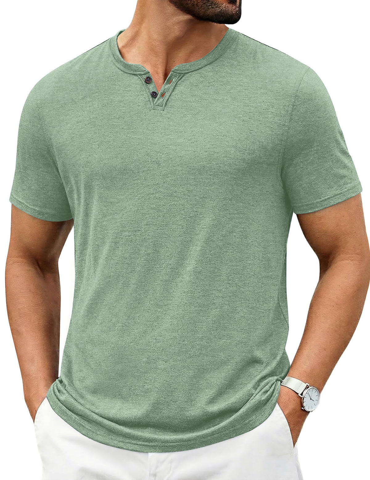 COOFANDY Men's T Shirts Short Sleeve Casual V Neck T-Shirt Soft Notch Neck Tee Classic Plain Shirts