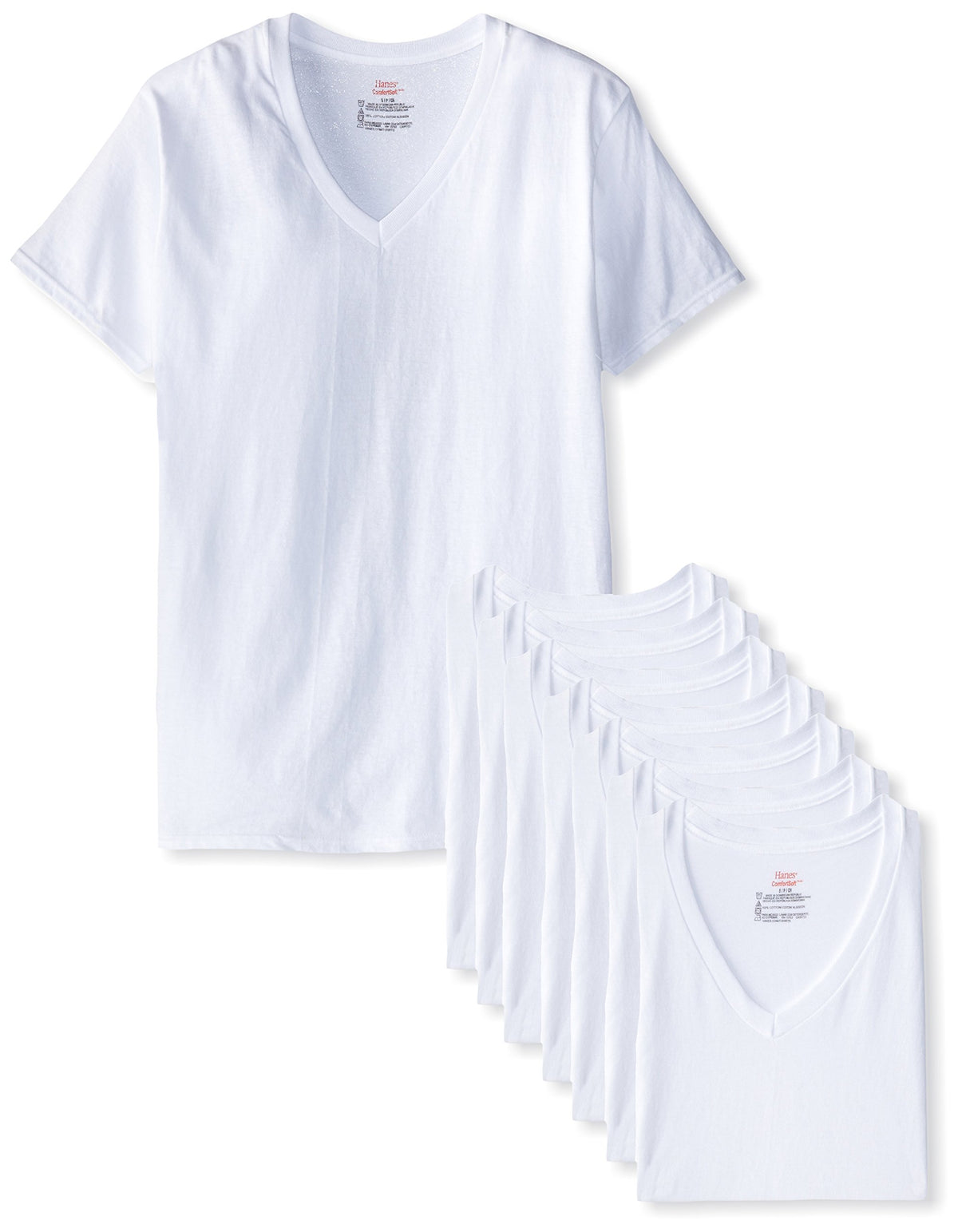 Hanes Men's Undershirts T-Shirt Pack, V-Neck Cotton Tees for Men, Moisture-Wicking, Odor Control, White Multi-Pack