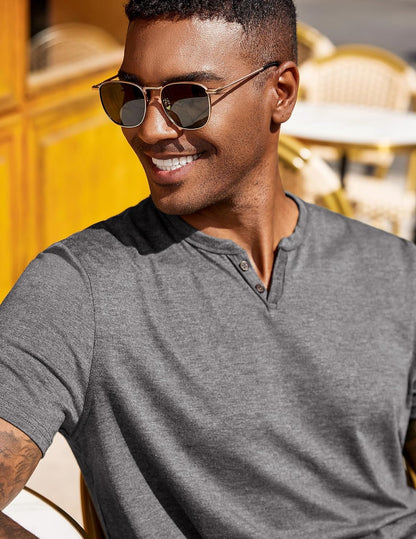 COOFANDY Men's T Shirts Short Sleeve Casual V Neck T-Shirt Soft Notch Neck Tee Classic Plain Shirts