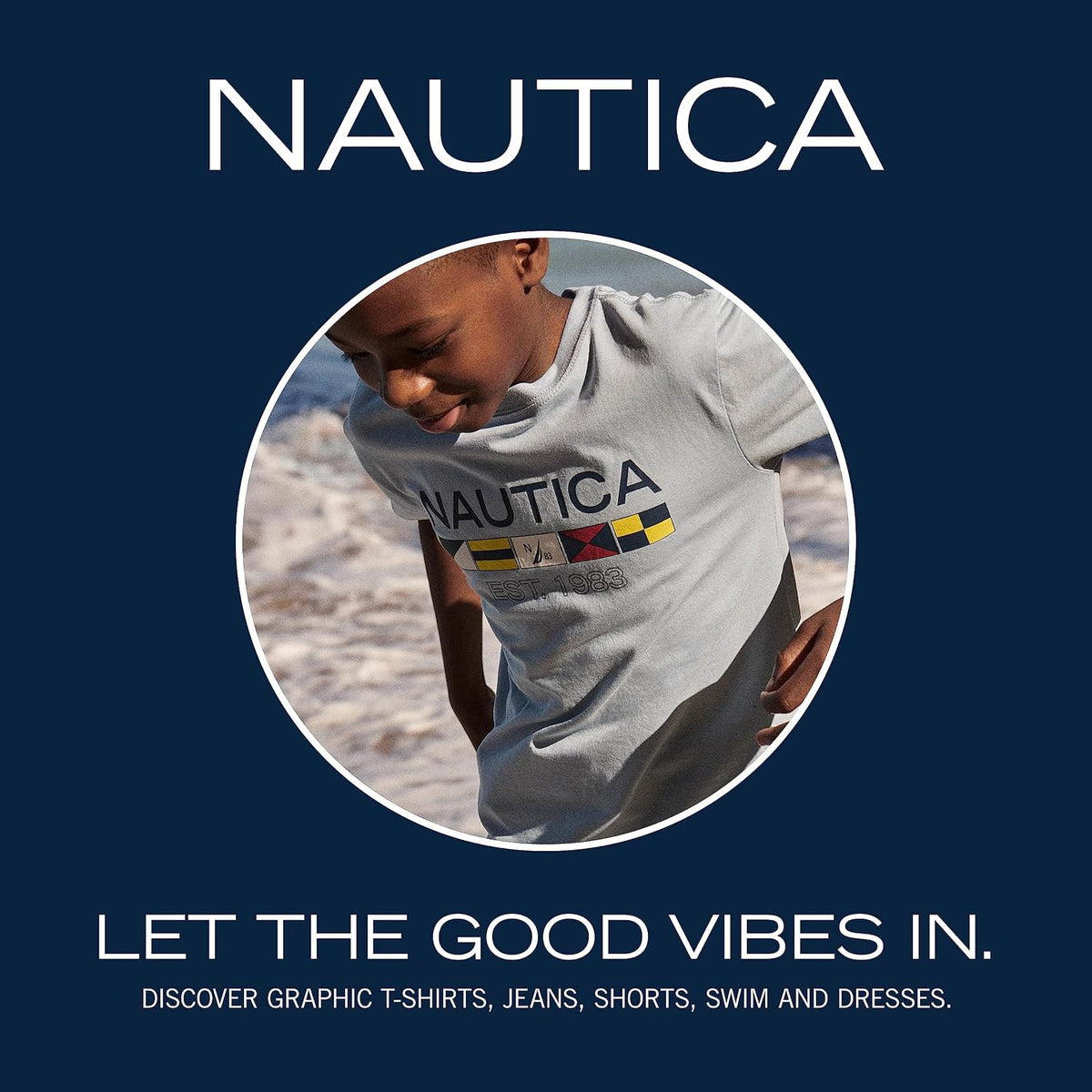 Nautica Boys' Short Sleeve J-Class Logo Crew Neck T-Shirt, Soft, Comfortable, Relaxed Fit