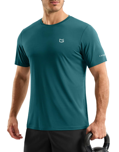 Men's Workout Breathable Grid T-Shirts Dry Fit UPF 50+ Sun Shirts Lightweight Cooling Tee for Athletic, Running, Hiking