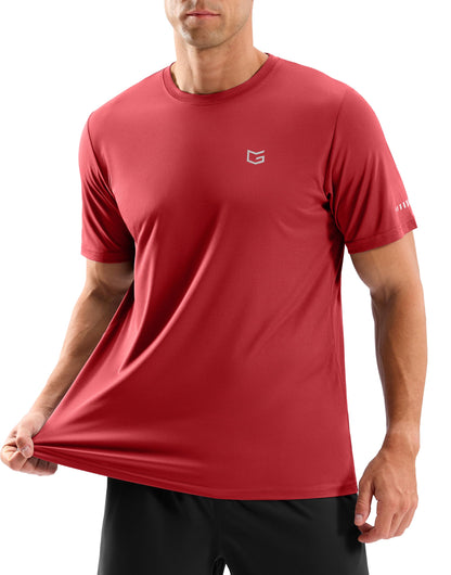 Men's Workout Breathable Grid T-Shirts Dry Fit UPF 50+ Sun Shirts Lightweight Cooling Tee for Athletic, Running, Hiking