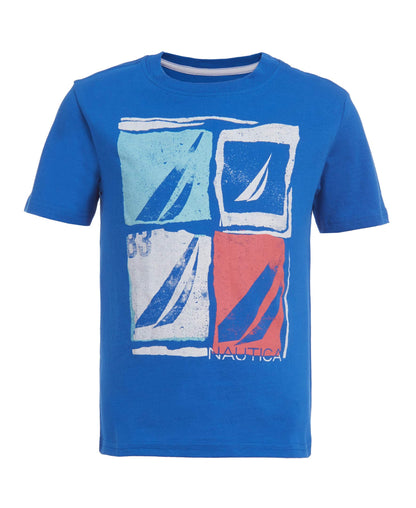Nautica Boys' Short Sleeve J-Class Logo Crew Neck T-Shirt, Soft, Comfortable, Relaxed Fit