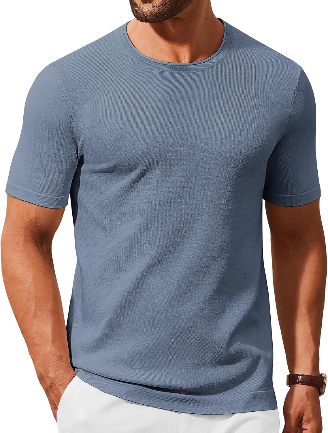 COOFANDY Mens Knit T-Shirts Casual Crewneck Short Sleeve Shirts Summer Tops Basic Pullover Tees