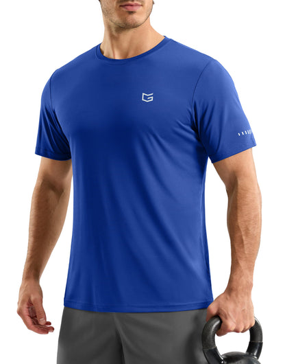 Men's Workout Breathable Grid T-Shirts Dry Fit UPF 50+ Sun Shirts Lightweight Cooling Tee for Athletic, Running, Hiking