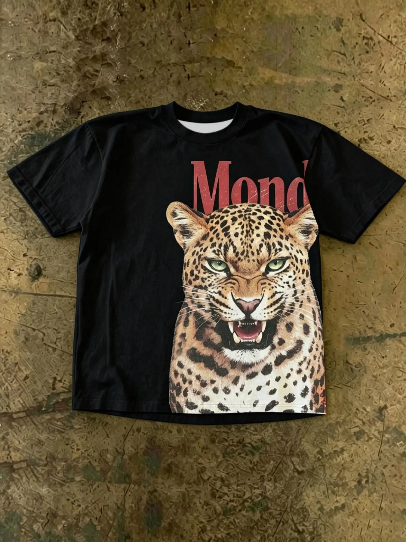 Men's Leopard Print T-Shirt, Casual Stylish Short-Sleeve Streetwear Top for Daily Wear, Hip-Hop Style