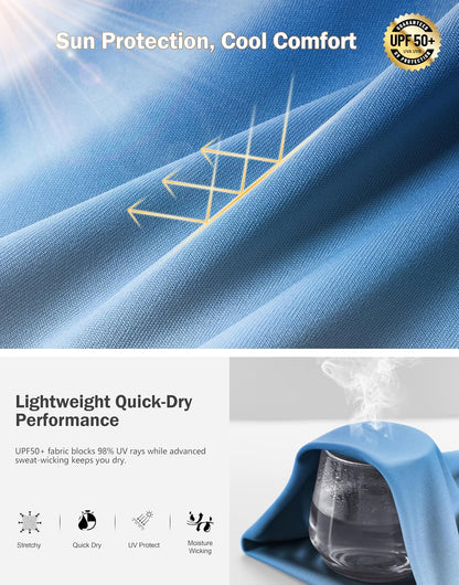 Men's UPF 50+ Sun Protection Dry Fit Workout T-Shirts Rash Guard Swim Shirts Moisture Wicking Tee for Athletic, Beach, Hiking
