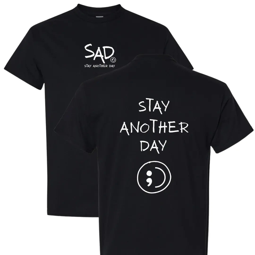 Stay Another Day Men's Graphic Cotton T-Shirt, Casual Streetwear Crewneck with Minimalist Style for Mental Health Awareness