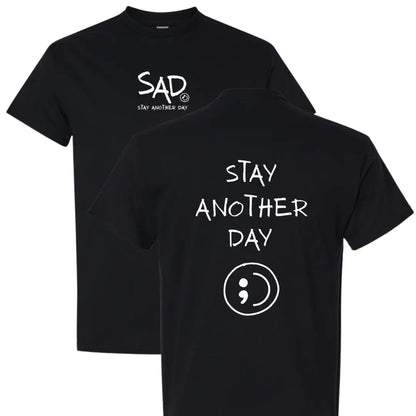 Stay Another Day Men's Graphic Cotton T-Shirt, Casual Streetwear Crewneck with Minimalist Style for Mental Health Awareness