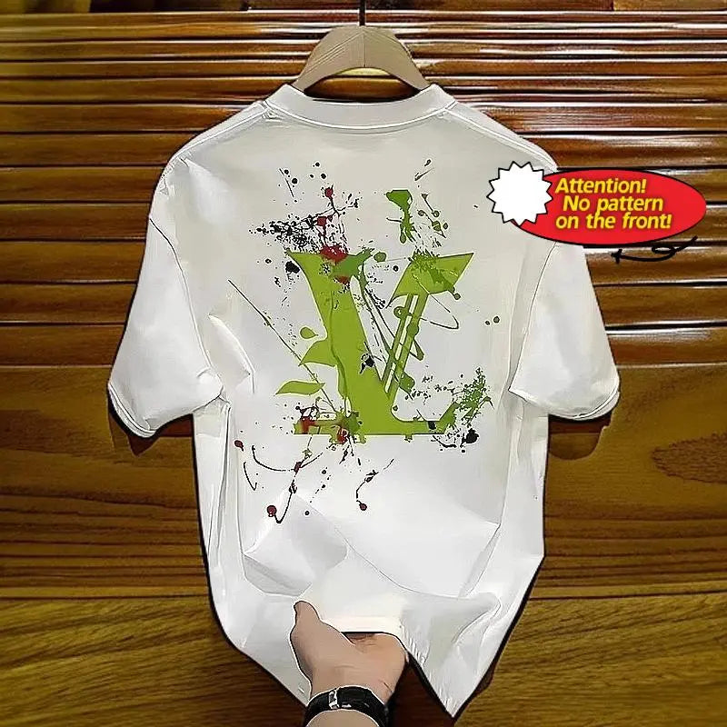 [FathersDayGift]European and American trendy short-sleeved ins pure cotton summer new men's printed T-shirt trendy men and women all-match round neck T-shirt men Menswear Top Tshirt Streetwear Casual Crewneck Tropical Operator essential
