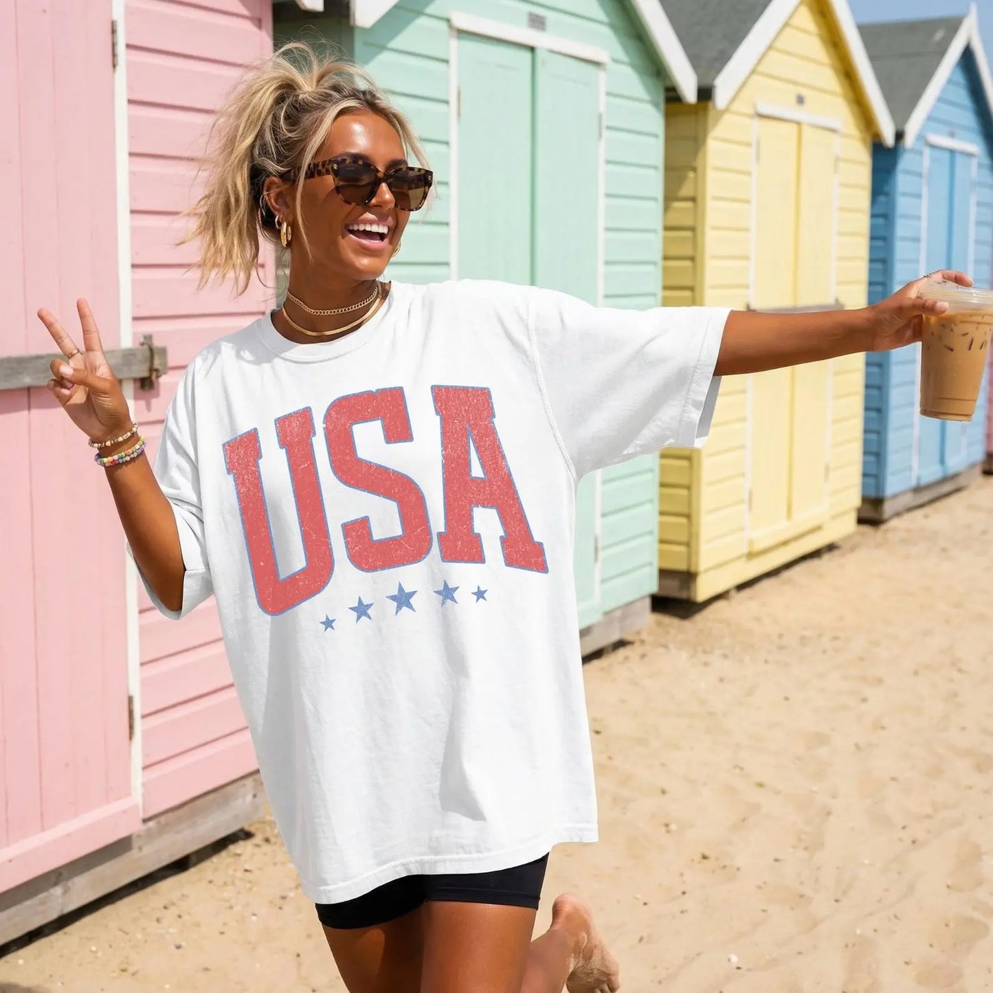 Comfort Colors Retro America 4th Of July Shirt Preppy Fourth of July Tshirt Trendy Oversized USA Tee Aesthetic Patriotic Shirt