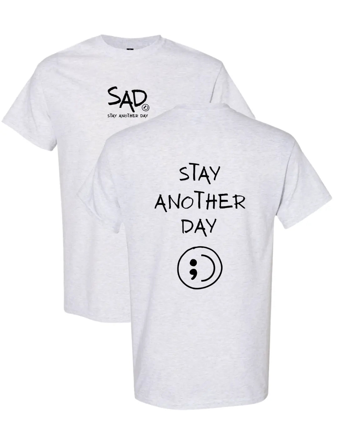 Stay Another Day Men's Graphic Cotton T-Shirt, Casual Streetwear Crewneck with Minimalist Style for Mental Health Awareness