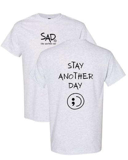 Stay Another Day Men's Graphic Cotton T-Shirt, Casual Streetwear Crewneck with Minimalist Style for Mental Health Awareness
