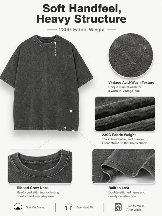 Aphic T-Shirts, Healing Style T-Shirt, Retro Washed T-Shirt, 230g 100% Cotton, Summer Men's Illustrated T-Shirt, Men's Summer Tops.Summer Outfits ZEDX