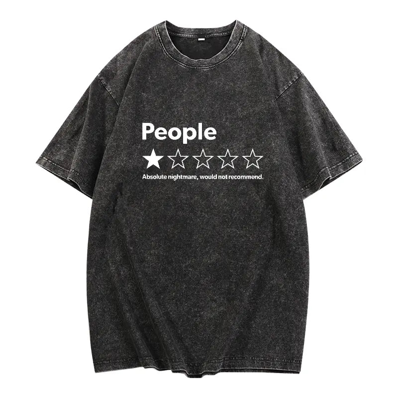 Unisex-Adults T-Shirt - Black,  Short Sleeve - Funny Review People One Star: Absolute  Would , Suitable for Mens & Womens Outdoor T-Shirt, 100%cotton,
