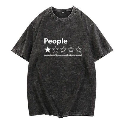 Unisex-Adults T-Shirt - Black,  Short Sleeve - Funny Review People One Star: Absolute  Would , Suitable for Mens & Womens Outdoor T-Shirt, 100%cotton,