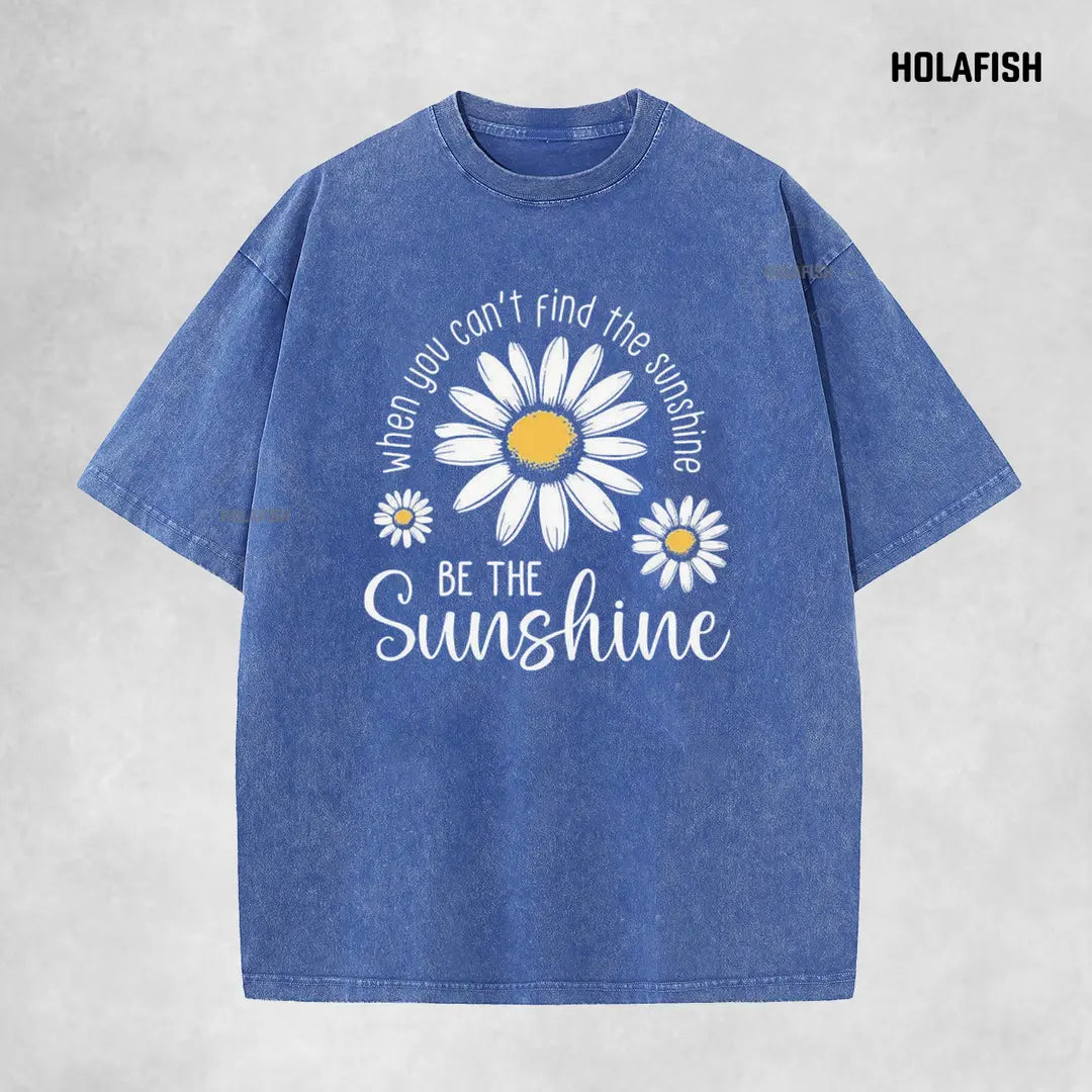 Holafish Women's Acid Washed Vintage Cotton T-Shirt - Unisex Relaxed Fit Shortsleeve Layer Top with Trendy Graphic, Durable Fabric, Pairable with Jeans