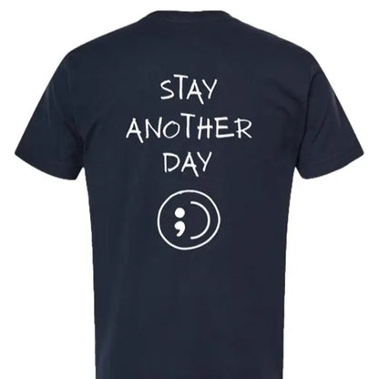 Stay Another Day Men's Graphic Cotton T-Shirt, Casual Streetwear Crewneck with Minimalist Style for Mental Health Awareness