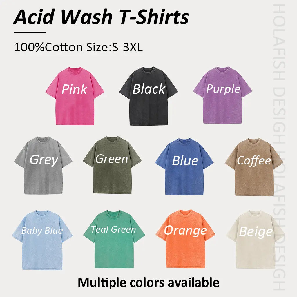 Holafish Women's Acid Washed Vintage Cotton T-Shirt - Unisex Relaxed Fit Shortsleeve Layer Top with Trendy Graphic, Durable Fabric, Pairable with Jeans