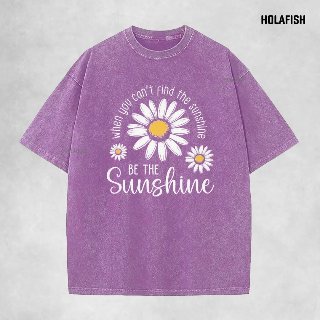 Holafish Women's Acid Washed Vintage Cotton T-Shirt - Unisex Relaxed Fit Shortsleeve Layer Top with Trendy Graphic, Durable Fabric, Pairable with Jeans