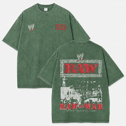 Oversize Shirt WWE RAW Legends Washed Graphic Tee Premium Cotton Oversized Streetwear Short Sleeve Crewneck Soft Comfortable Casual Summer Top Trendy Retro Apparel Daily Outfit Perfect Gift For Wrestling Fans Adult Men