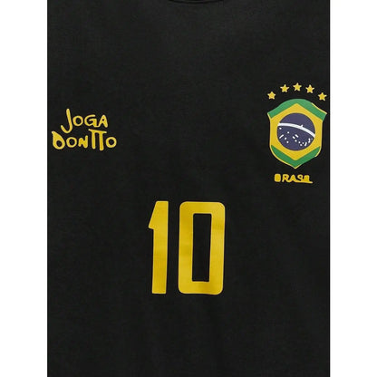 Men's Graphic T-Shirt, Retro Brazil Football Jersey - Legendary Number 10, Casual Football Fan Outfit, Football Jersey, 100% Polyester Breathable Knit Fabric, Regular Fit Round Neck Design graphic tee graphic tee