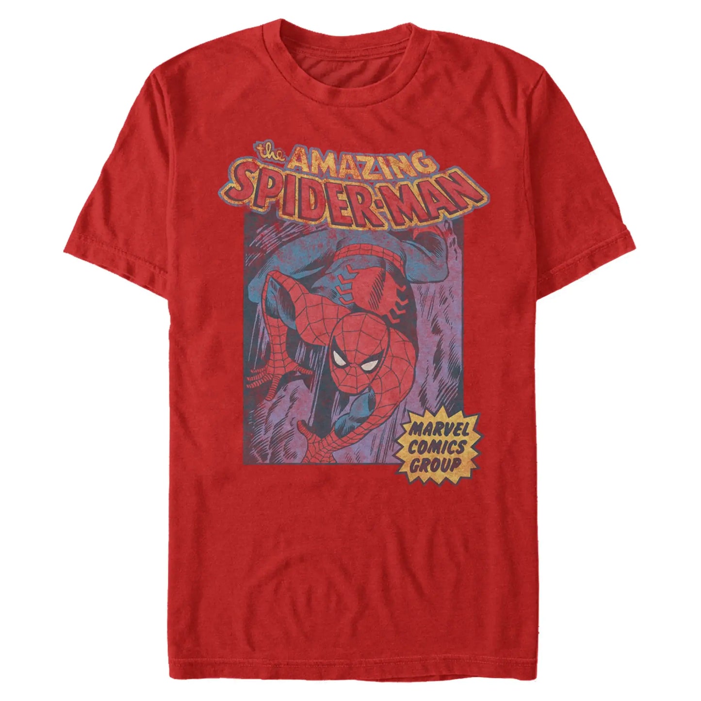 Marvel Men's Short-Sleeve Spider-Man Distressed Amazing Spider Men's Graphic Tees, Menswear T-Shirt