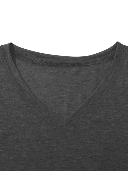 Women's Summer Casual Loose-Fitting V Neck Short Sleeve T-Shirt, Womenswear, Trendy Tee, Comfortable Breathable Fabric, Perfect for Daily Wear, S-XXL, Streetwear