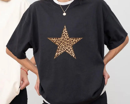 Comfort Colors  Leopard Print Star shirt Cheetah Print Star Shirtc Tee clothing