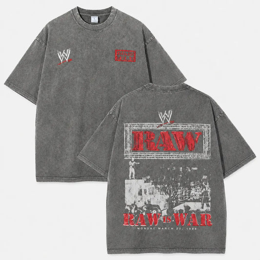 Oversize Shirt WWE RAW Legends Washed Graphic Tee Premium Cotton Oversized Streetwear Short Sleeve Crewneck Soft Comfortable Casual Summer Top Trendy Retro Apparel Daily Outfit Perfect Gift For Wrestling Fans Adult Men