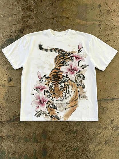 Men's Leopard Print T-Shirt, Casual Stylish Short-Sleeve Streetwear Top for Daily Wear, Hip-Hop Style