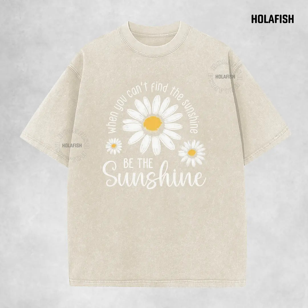 Holafish Women's Acid Washed Vintage Cotton T-Shirt - Unisex Relaxed Fit Shortsleeve Layer Top with Trendy Graphic, Durable Fabric, Pairable with Jeans