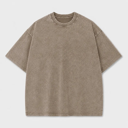 Men's Oversized Washed T-Shirt,Vintage Washed Crew Neck Tee,Loose Fit Drop Shoulder StreetwearBasic Top wash cotton retro Casual Sleeves Fabric Plain Gym Menswear