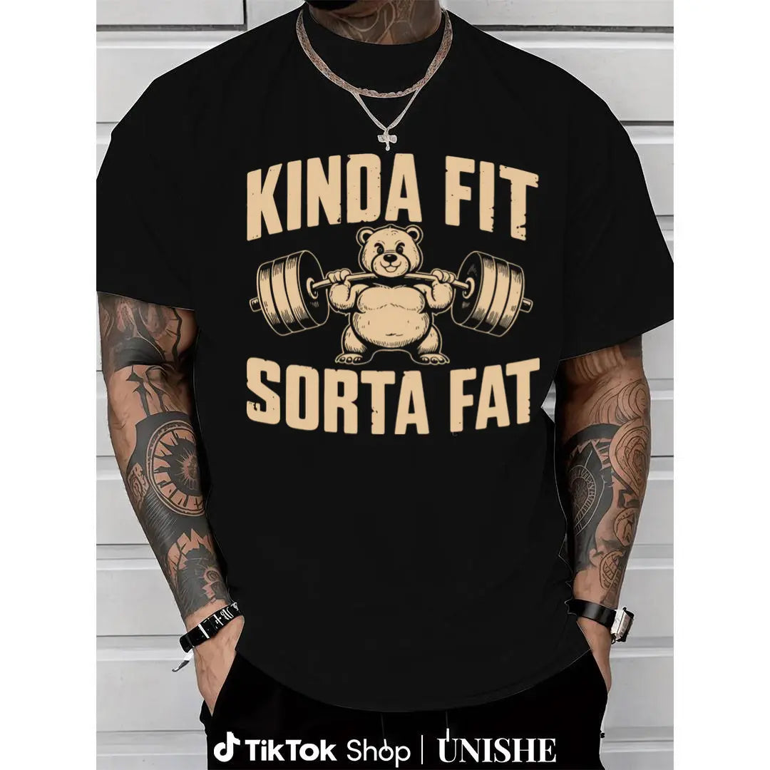 Funny Weightlifting Bear Tee – 100% Cotton Heavyweight Oversized Gym Shirt