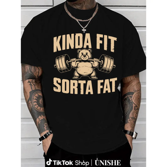 Funny Weightlifting Bear Tee – 100% Cotton Heavyweight Oversized Gym Shirt