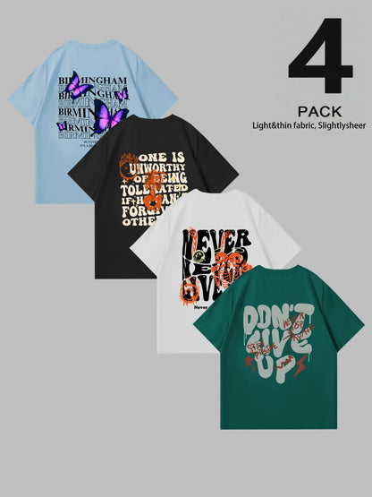 Men's Palm Tree & Letter Print Tropical Short Sleeve Graphic Casual Beach Tee, Regular Fit Casual Streetwear Round Neck T-shirt for Summer, Men's Top for Daily Wear, Menswear, Casual Summer Clothing, Casual Style Tee