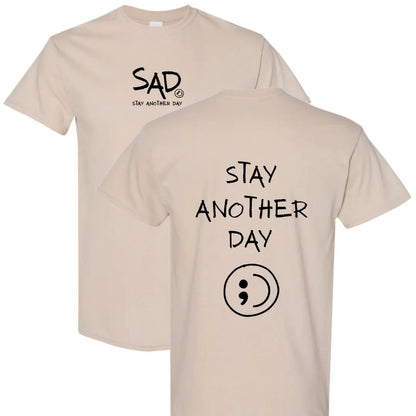 Stay Another Day Men's Graphic Cotton T-Shirt, Casual Streetwear Crewneck with Minimalist Style for Mental Health Awareness