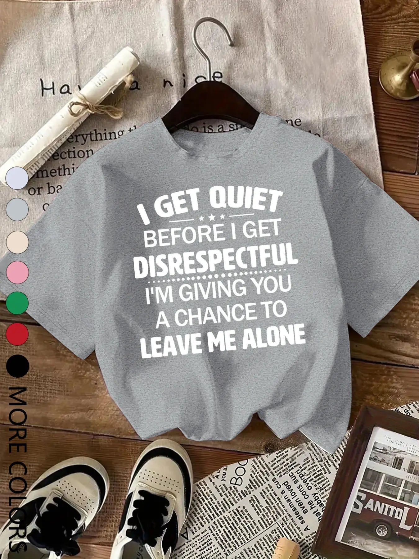 Summer Trendy Short Sleeve, Sporty Letter Floral Print, 100% Polyester Women's Casual Printed Everyday Fitted Round Neck T-Shirt, Comfortable Summer Shirt