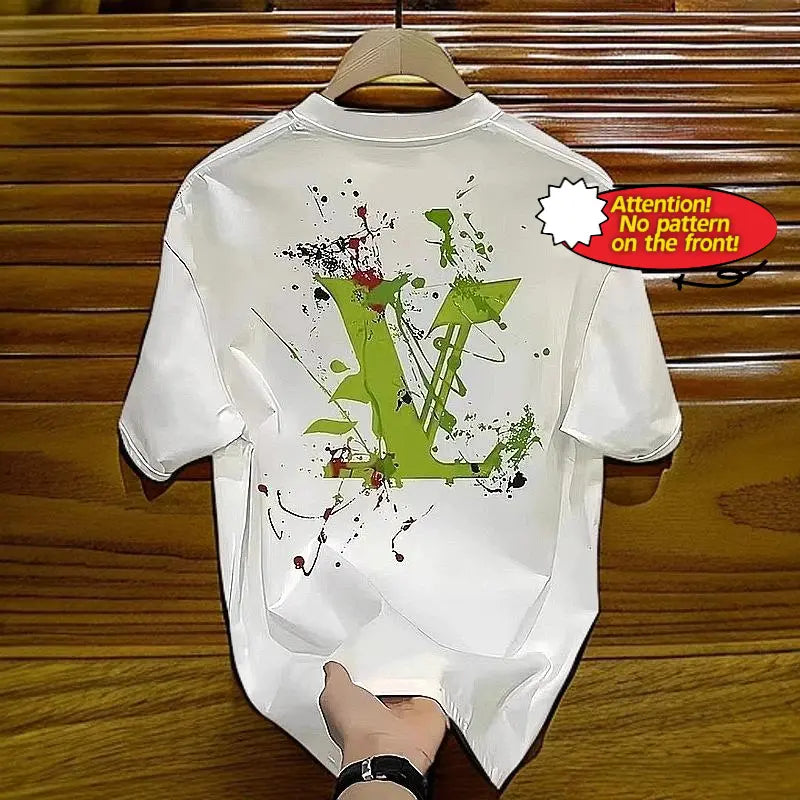 [FathersDayGift]European and American trendy short-sleeved ins pure cotton summer new men's printed T-shirt trendy men and women all-match round neck T-shirt men Menswear Top Tshirt Streetwear Casual Crewneck Tropical Operator essential